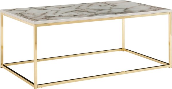 Tavolino 100x60x40 cm con aspetto marmo bianco/oro | Wohnling