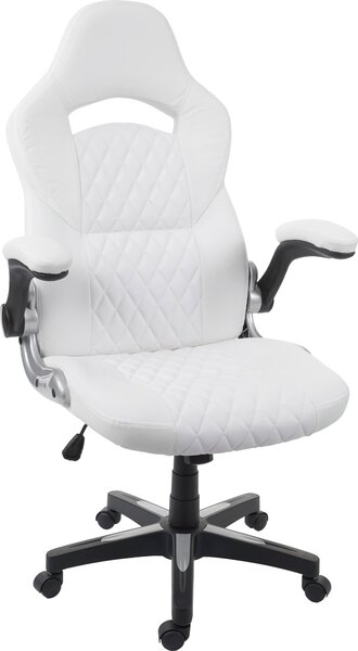 Sedia da ufficio HWC-F87, sedia da scrivania direzionale girevole, Pelle finta ~ bianco