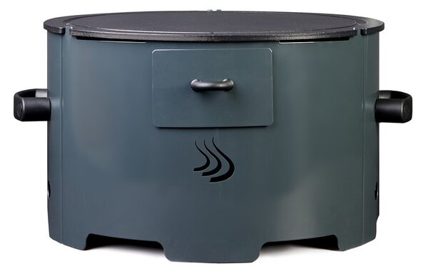 Eco Fire - Griglia a pellet portatile modello "Apache" con piastra in acciaio diametro 38 cm e spessore 6 mm - grigio antracite