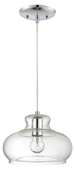 Lampada a sospensione cromo / vetro trasparente Maxi con 1 sorgente luminosa