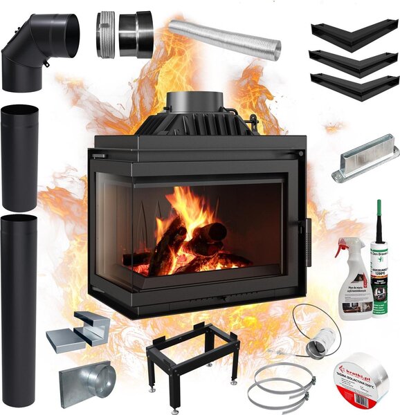 Caminetto ad aria sinistra SIMPLE BS 8 kW Ø 200 set di chiusura