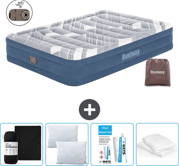Materasso gonfiabile Bestway - 2 persone - 152 x 203 x 36 cm - Blu - Accessori inclusi