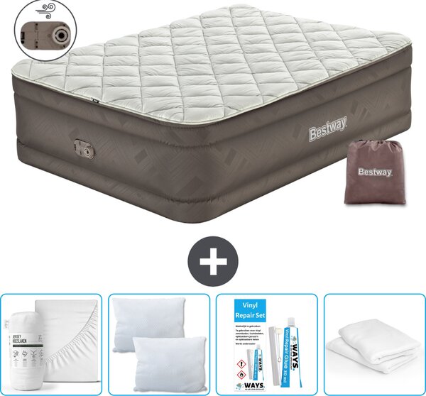 Materasso gonfiabile Bestway - 2 persone - 152 x 203 x 51 cm - Marrone - Accessori inclusi