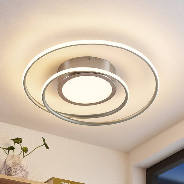 Plafoniera a LED Bovia Lindby, dimmerabile, Alluminio / Grigio / Zincato, Soggiorno / Sala da pranzo, Alluminio, Moderno, Plafoniera LED