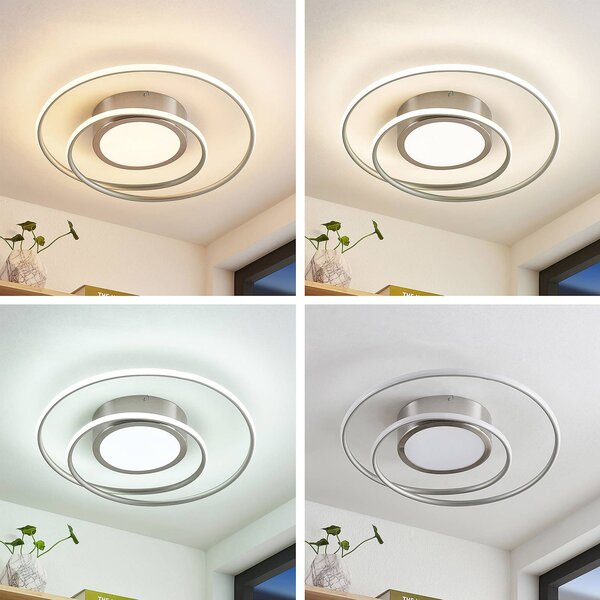 Plafoniera a LED Bovia Lindby, dimmerabile, Alluminio / Grigio / Zincato, Soggiorno / Sala da pranzo, Alluminio, Moderno, Plafoniera LED