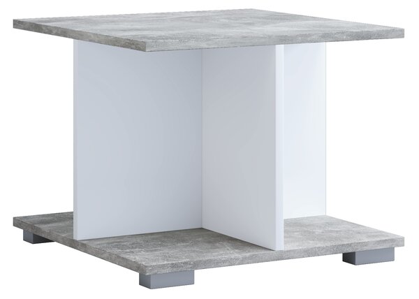 Tavolino AISEN "Elana" in melamina decorata bianco/cemento 50 x 50 cm
