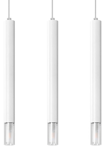 Lampada a sospensione WEZYR 3 bianco 3xG9 8W acciaio/vetro 120x6x45cm Sollux Lighting
