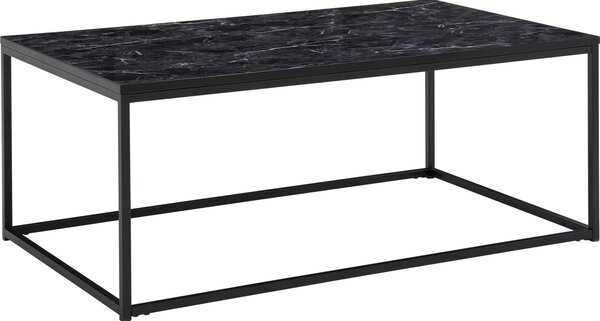 Tavolino 100x60x40 cm con aspetto marmo nero, tavolino da salotto con struttura in metallo, tavolino pieghevole quadrato da salotto, tavolino da salotto | Wohnling