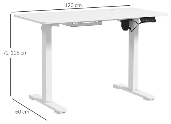 Vinsetto Scrivania sit-stand regolabile in altezza, 120x60x72-116cm, Bianco | Aosom Italy