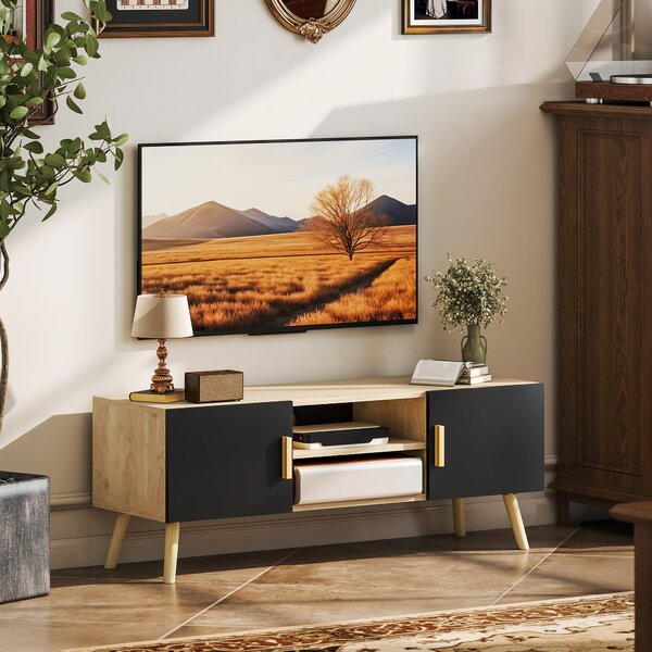 HOMCOM Mobile porta TV fino a 50 pollici in legno con ripiani, 2 armadietti e passacavi, Rovere | Aosom Italy