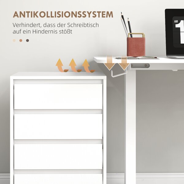 Vinsetto Scrivania sit-stand regolabile in altezza, 120x60x72-116cm, Bianco | Aosom Italy