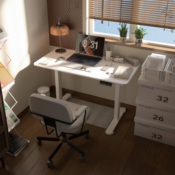 Vinsetto Scrivania sit-stand regolabile in altezza, 120x60x72-116cm, Bianco | Aosom Italy