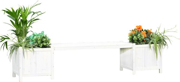Panchina da giardino con fioriere in legno impregnato 180×40×40 cm - Bianco