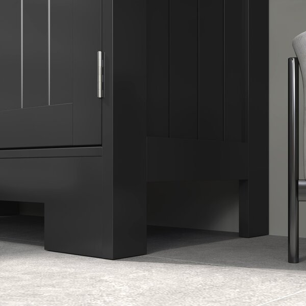 Kleankin Mobile Basso da Bagno Multi-scomparti con 2 cassetti e Armadietto Doppia Anta, Nero | Aosom Italy