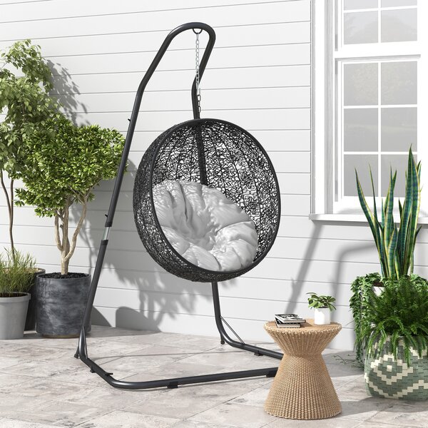 Outsunny Supporto per poltrona sospesa in acciaio, 133 x 116 x 195/230 cm, Nero | Aosom Italy