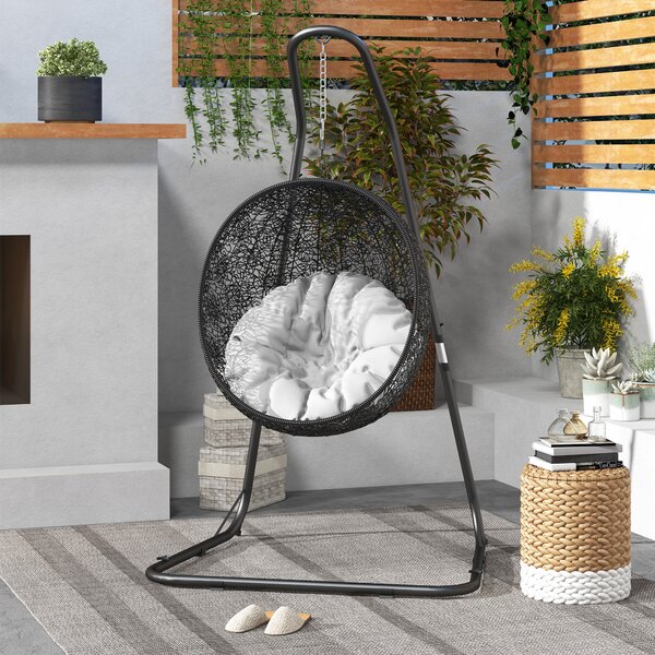 Outsunny Supporto per poltrona sospesa in acciaio, 133 x 116 x 195/230 cm, Nero | Aosom Italy