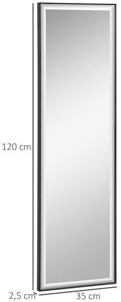 HOMCOM Specchio da Parete con pellicola di sicurezza e cornice in lega di alluminio, 120x35 cm, Nero | Aosom Italy