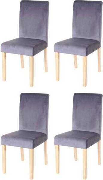 Set di 4 sedie per sala da pranzo Sedia da cucina Littau, velluto MVG ~ grigio, gambe chiare