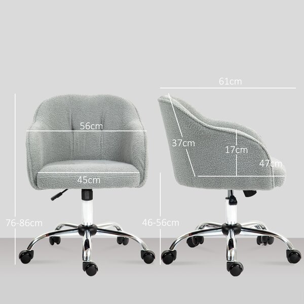 HOMCOM Sedia per scrivania ergonomica con funzione dondolo, effetto velluto teddy, 56x61x86 cm, Grigio | Aosom Italy