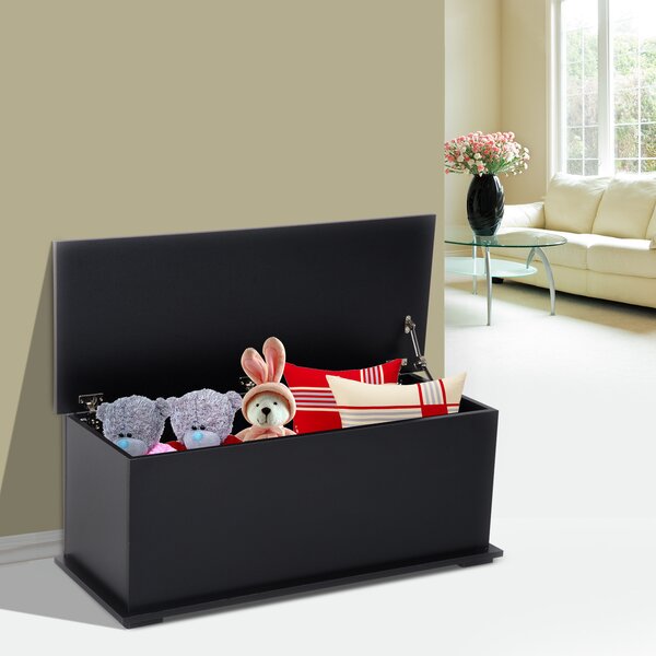 HOMCOM Cassapanca contenitore cassapanca per giocattoli grande capacità cerniera di sicurezza in legno 100 x 40 x 40 cm nero | Aosom Italy