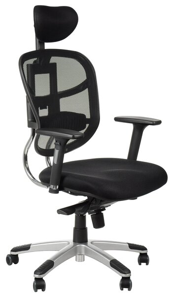 Sedia da ufficio ergonomica girevole HN-5018, braccioli regolabili, poggiatesta, seduta scorrevole (avanti-indietro), nero