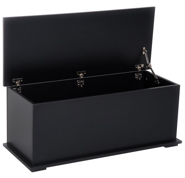 HOMCOM Cassapanca contenitore cassapanca per giocattoli grande capacità cerniera di sicurezza in legno 100 x 40 x 40 cm nero | Aosom Italy