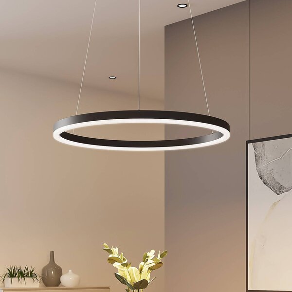 Lampada LED a sospensione Arcchio Albiona, nera, 1 anello, Ø 60 cm Albiona Arcchio, dimmerabile, Nero, Cucina, Metallo, Moderno