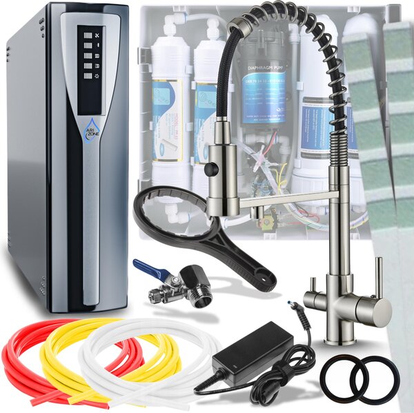 Rubinetto da cucina a 3 vie con valvola in Vetroceramica ARI, acciaio inossidabile