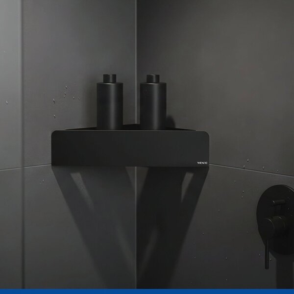 Mensola da bagno senza foratura/ad angolo nera in acciaio inox con aggancio Turbo-loc Lizan – Wenko