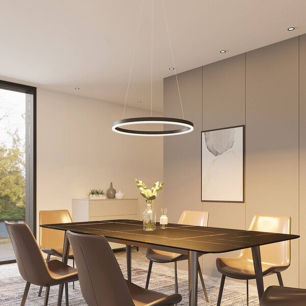 Lampada LED a sospensione Arcchio Albiona, nera, 1 anello, Ø 60 cm Albiona Arcchio, dimmerabile, Nero, Cucina, Metallo, Moderno