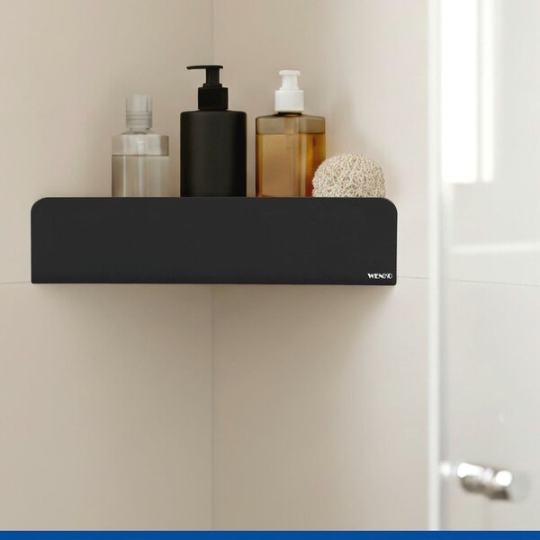 Mensola da bagno senza foratura/ad angolo nera in acciaio inox con aggancio Turbo-loc Lizan – Wenko
