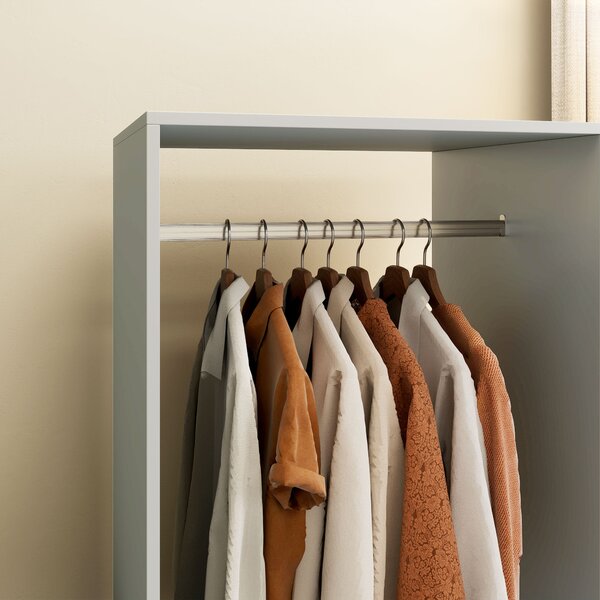 HOMCOM Guardaroba con mensola, 2 scomparti appendiabiti e 4 ruote girevoli, 60x40x128 cm, grigio | Aosom Italy