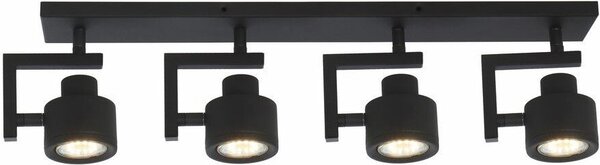 Faretto da soffitto a 4 punti nero orientabile Alenis 2 4xGU10 50W REA823304-02 Reality