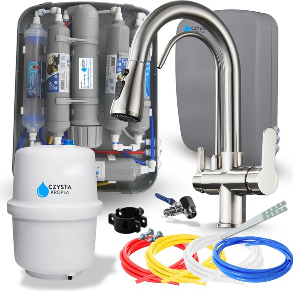 Filtro per l'acqua RO7 Slim a 7 stadi con membrana da 75 GPD, rubinetto da cucina in acciaio inossidabile