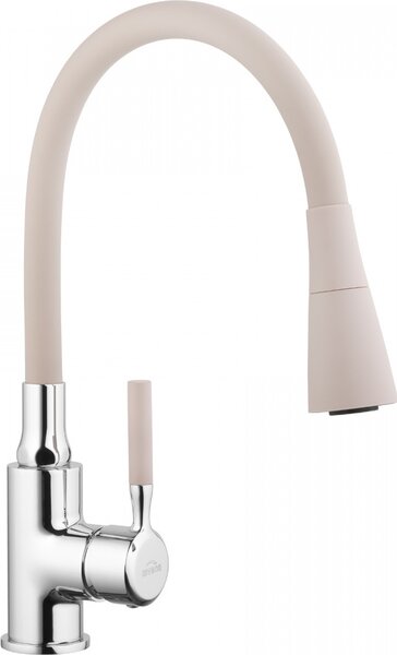 Invena Rubinetto per lavello Pogo Plus Beige, Monocomando con bocca a doppia funzione, Miscelatore in ceramica 35 mm
