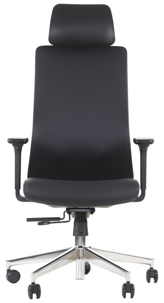 Sedia da ufficio girevole ergonomica AKCENT PU, base cromata, braccioli regolabili, seduta scorrevole (avanti-indietro), ecopelle, nero