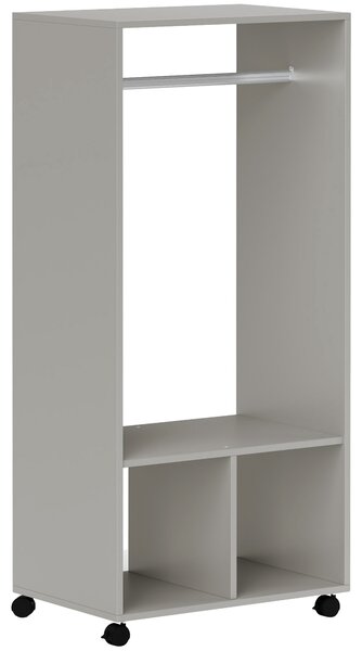 HOMCOM Guardaroba con mensola, 2 scomparti appendiabiti e 4 ruote girevoli, 60x40x128 cm, grigio | Aosom Italy