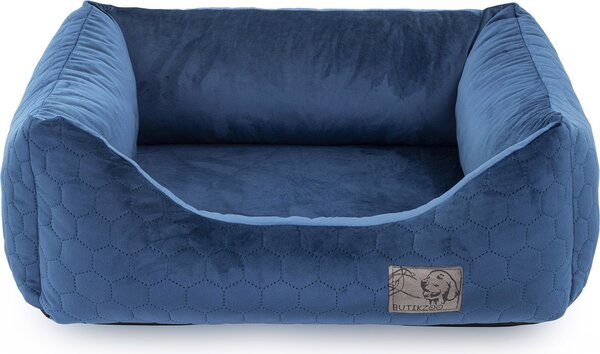 Lettino esclusivo per cani | Lettino per cani, cestino per cani con cuscino | Dimensioni: XL - 100 x 79 x 22 cm | Colore: velluto blu scuro