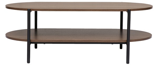 Tavolino basso ovale finitura legno scuro noce e metallo L115 cm BRUNA