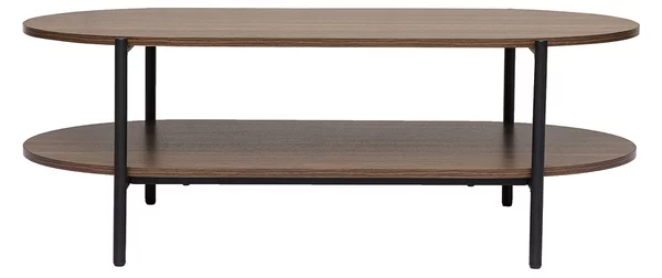 Tavolino basso ovale finitura legno scuro noce e metallo L115 cm BRUNA