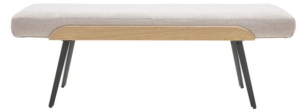 Panca in tessuto effetto velluto testurizzato beige, legno chiaro e metallo nero L123 cm ELIOR