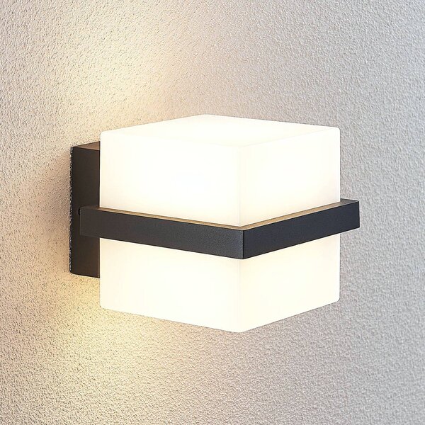 Applique da esterni a LED Auron Lindby, Nero, Plastica, Moderno, Applique LED da esterni