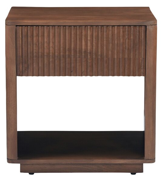 Comodino con cassetto in legno massiccio di mango scuro ALDA