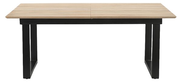 Tavolo da pranzo allungabile in legno chiaro di mango massiccio e metallo nero L180-220 cm BRAVA