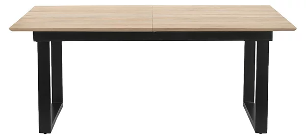 Tavolo da pranzo allungabile in legno chiaro di mango massiccio e metallo nero L180-220 cm BRAVA
