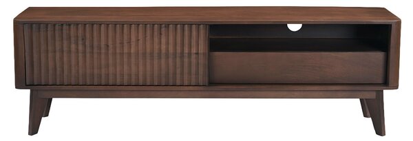 Mobile TV in legno massello di mango scuro con porta scorrevole L160 cm ALDA