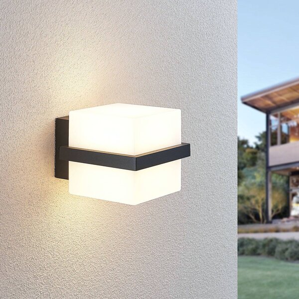 Applique da esterni a LED Auron Lindby, Nero, Plastica, Moderno, Applique LED da esterni