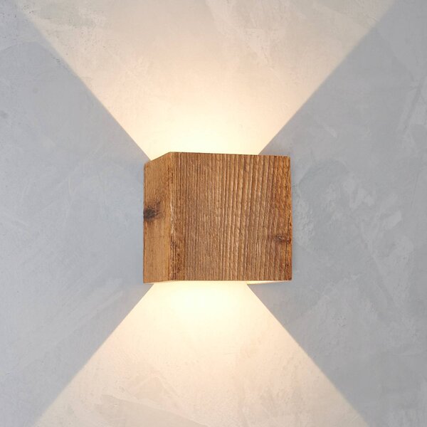 LeuchtNatur Cubus applique LED, legno antico