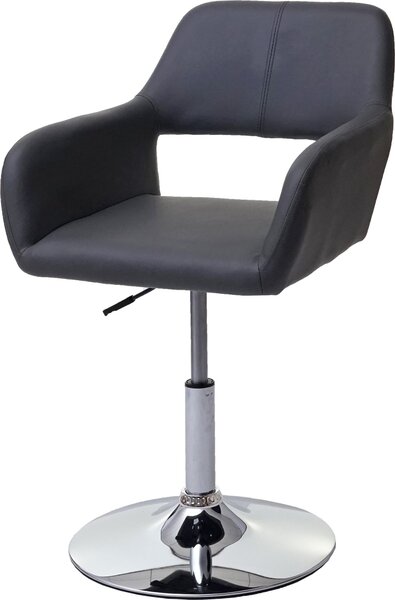 Sedia da pranzo HWC-A50 III, sedia da cucina, retrò anni '50, Similcuoio ~ grigio, base cromata