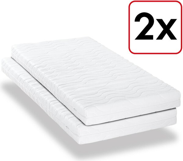 Confezione doppia materasso premium a 7 zone 90x200 cm CloudComfort, altezza 15 cm, livello di rigidità H2/H3, twin set
